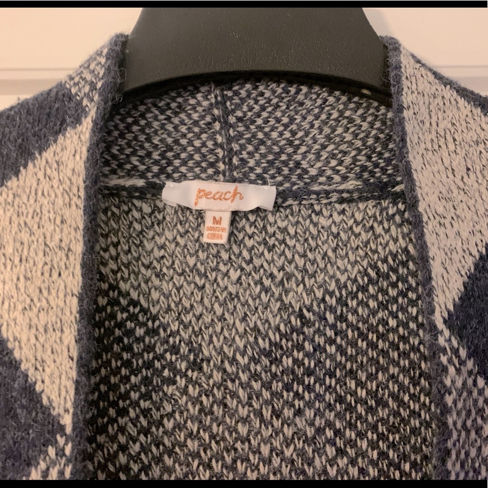 Peach blue checked coatigan